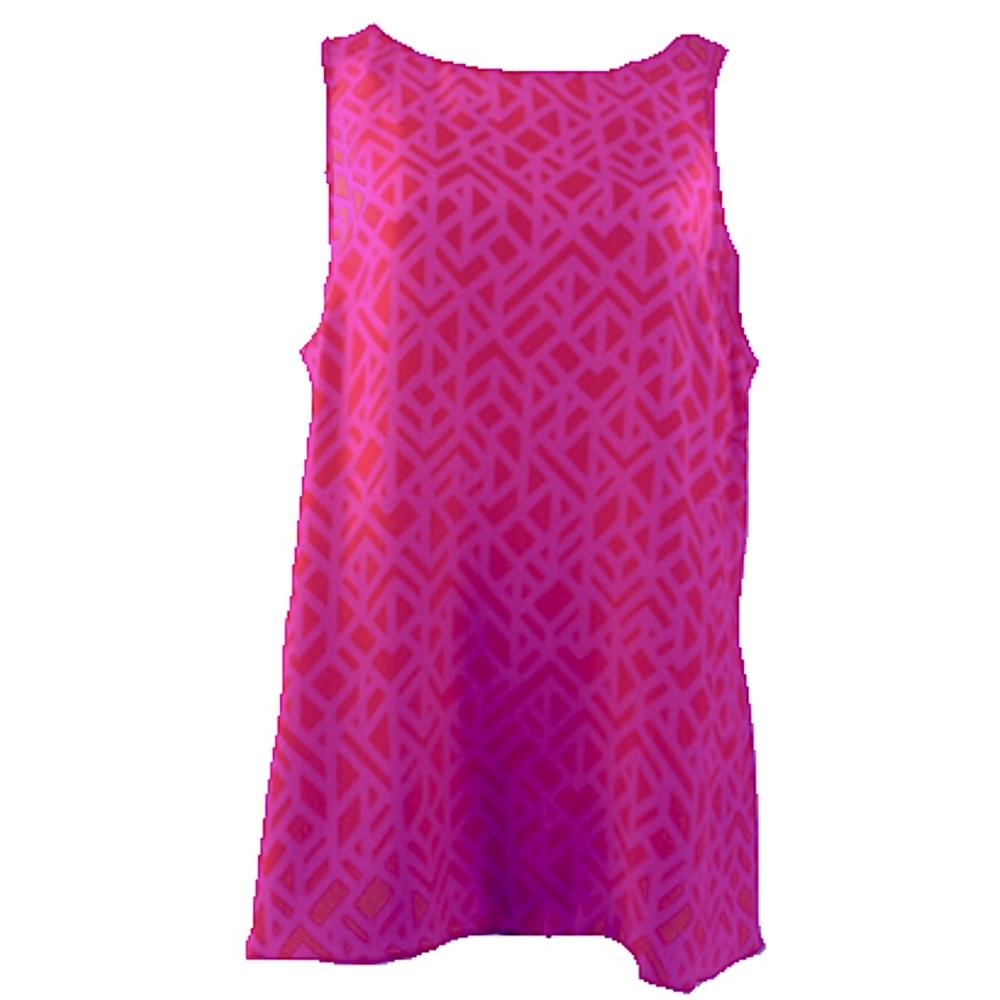 Alice & Trixie Pink Geometric Print Silk Tank, L